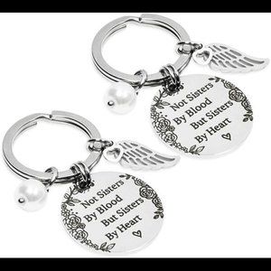 Friends Keychain Not Sisters by Blood But Sisters by Heart Key Chain Gift
